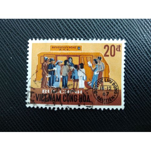 Timbre Vietnam Du Sud Y T 358 File D'Attente Au Bureau De Poste Mobile 1969 (060409 )