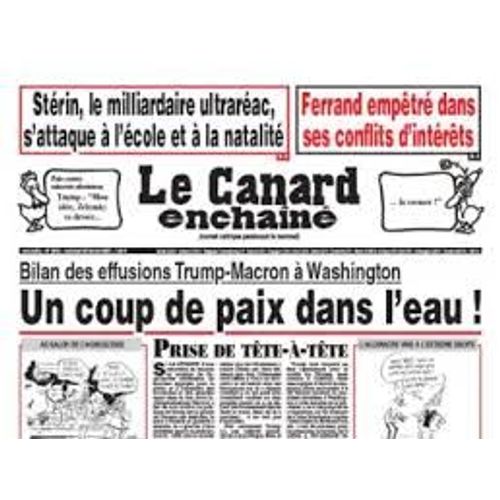 Le Canard Enchainé N° 5442 : "Un Coup De Paix Dans L'Eau !"