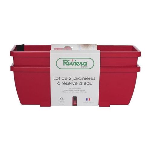 Bac À Fleurs Riviera Eva - Lot 2 Jardinières - Plastique - 57 Cm - Rouge
