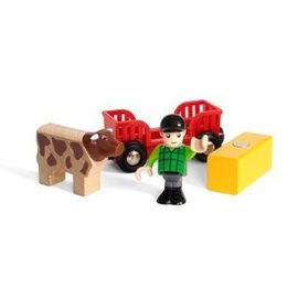 Brio 33879 - Fermier Avec Vache, Wagon Et Foin