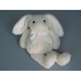 Doudou Lapin Peluche Blanc Paillettes Dorées Noeud 30 Cm Maisons Du Monde
