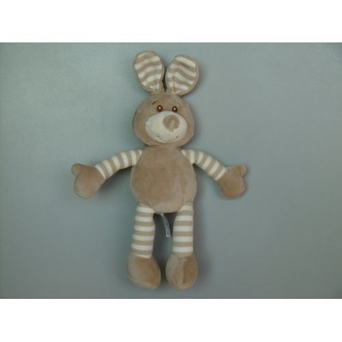Doudou Lapin Beige Blanc Grelot 30 Cm Soft Friends