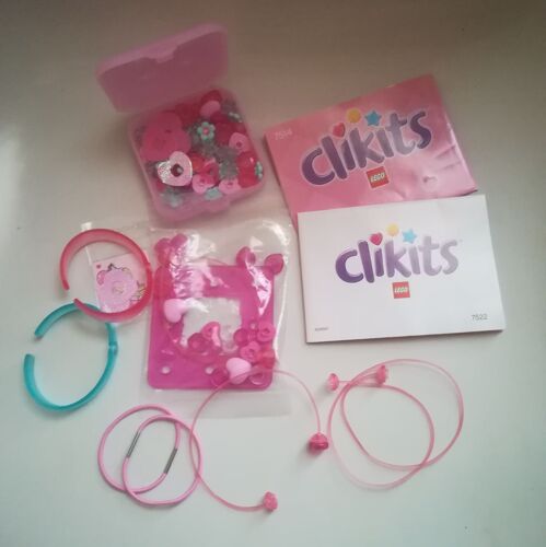 Lot de Clickits, (LEGO pour fille année 2004), décoration de bijoux et d'un cadre photo, ton rose et bleu