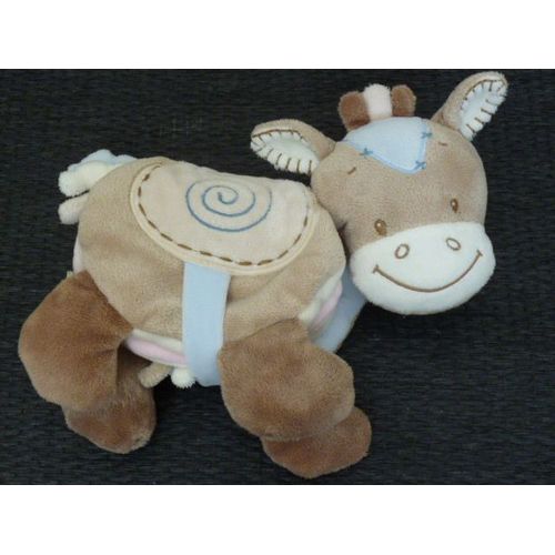 Doudou Livre Poney Cheval Beige Bleu Rigolos Nattou