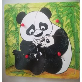 Puzzle Cadre En Bois 4 Pièces Maman Et Bébé Panda