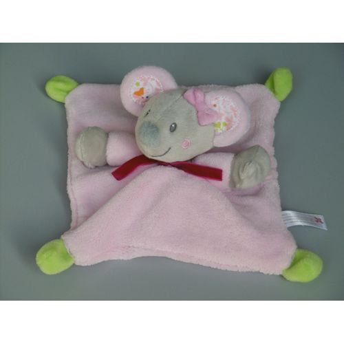 Doudou Souris Plat Rose Vert Nicotoy