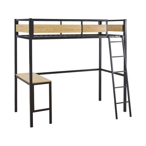 Lit Mezzanine Avec Bureau "Ethan" - 90 X 190 Cm - Noir
