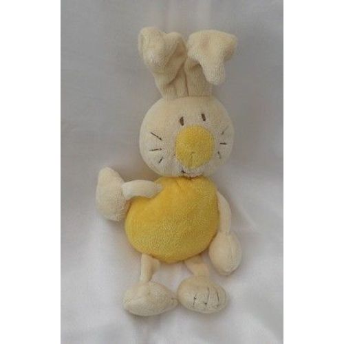 Doudou Peluche Lapin Ecru Et Jaune Babysun