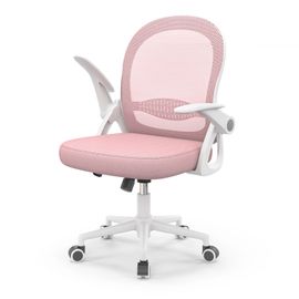 Chaise De Bureau Avec Accoudoirs Réglables, Soutien Lombaire Unique, Chaise De Bureau A Roulettes, Siège Bureau Avec Dossier Moyen De 45 Cm, Rose