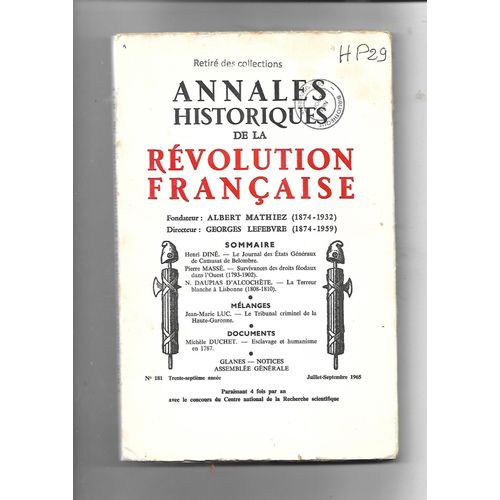 Annales Historique De La Révolution Française