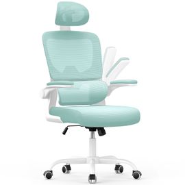 Chaise De Bureau Ergonomique, Support Lombaire En C,Dossier Et Appui-Tête Réglables,Reversible Armrest, Vert