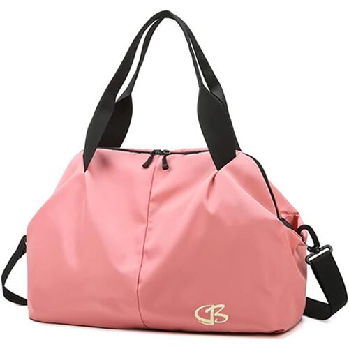 Petit Sac De Sport Femme, Sac Sport Femme Noir Poche Humide, Sac De Week-End Doux Sac A Main Femme, Sac De Voyage Imperméable Sac À Bandoulière, Sac De Voyage Femme Piscine, Rose Clair