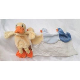 Doudou Plat Canard Jaune Mouchoir Blanc Bleu Sucre D'Orge