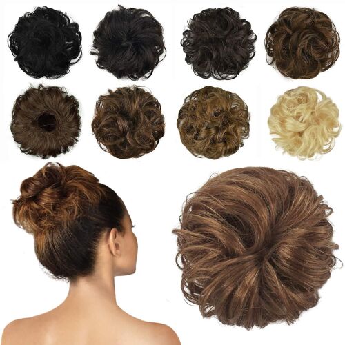 Extension Chignon Décoiffé Feshfen 100 % Cheveux Naturels ¿ Chouchou Bouclé Pour Des Coiffures Chics Et Sans Effort
