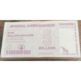 Bundle 100 Billets 5 Milliards Dollars Zimbabwe 2008 - 5.000.000.000 $ - 100 Pcs