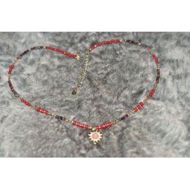 Collier Dans Les Tons Rouge Ikita Longueur 40 Cm Environ