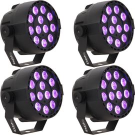 Pack de 4 Projecteurs Par Ibiza Light PAR-MINI-UV - 18x1W Fête Club Bar Discothèque Lumière DMX LED UV Stroboscope