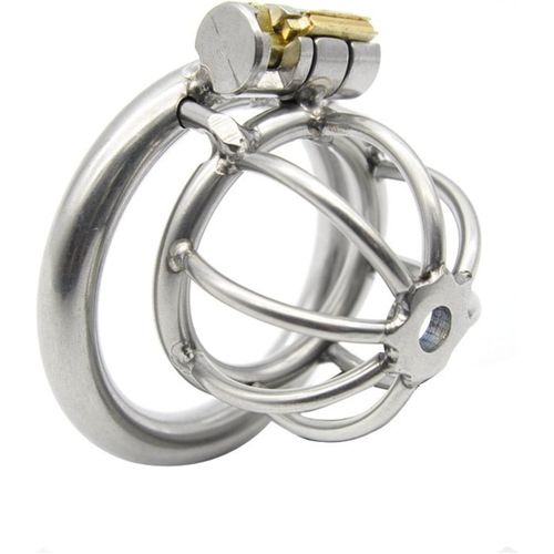 Cage À Pénis En Acier Inoxydable Anti-Chute Dispositif De Chasteté Ventilation Respirant Cock Cage Fétiche Sex Toys Pour Homme (40mm,Small)