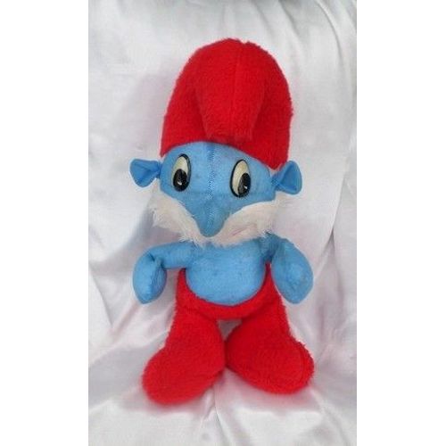 Peluche Doudou Grand Schtroumpf Bleu Et Rouge Vintage