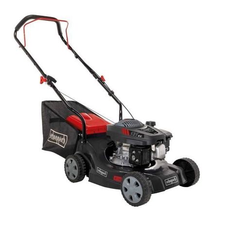 Scheppach Tondeuse à Gazon Thermique MP132-40 | 3,4 CV | Largeur de Coupe 40 cm | Réglage Hauteur de Coupe sur 3 Positions | Panier de ramassage de 35 litres | Ergonomique | Grandes Roues