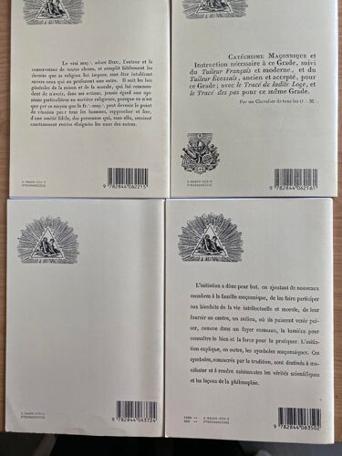 4 Fascicules Maçonniques Lacour/Rediviva : Catéchisme - Précieux Recueil De La Maçonnerie Adonhiramite - Devoirs Généraux - Instruction Pour Le Grade Symbolique De Compagnon Du Rit Moderne