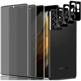 Protection Écran Vie Privée En Verre Trempé Pour Samsung Galaxy S23 Ultra 9h 3d Full Cover Anti-Rayures Ultra-Fin Haute Sensibilité + 3 Protections Lentille (Pack 3+3)