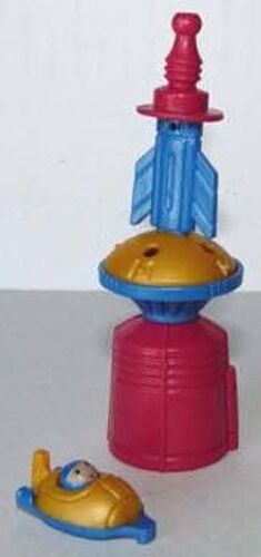 Figurine "Kinder" (2000) - Vaisseau Spatial Bleu Et Rose, Navette Jaune ( K01n84 / K01-84 )