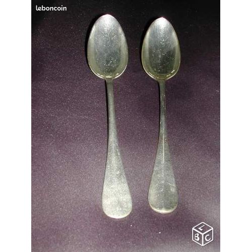 2 Grandes Cuillères En Métal Argenté