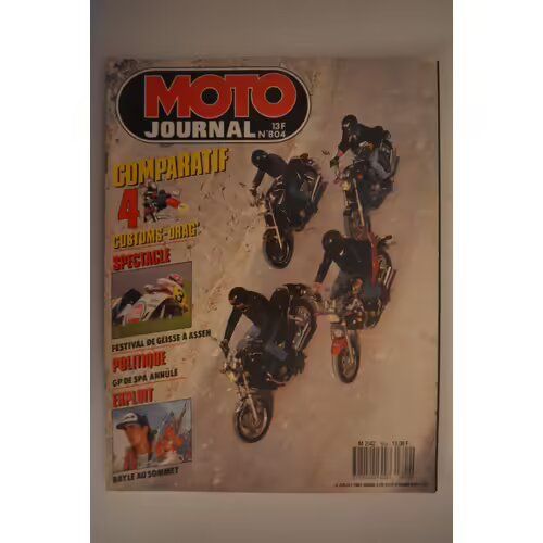 Moto Journal 804 De 1987 Honda Vf750 Magna,Kawasaki 1000 Eliminator,Yamaha Fzx750,1200v Max