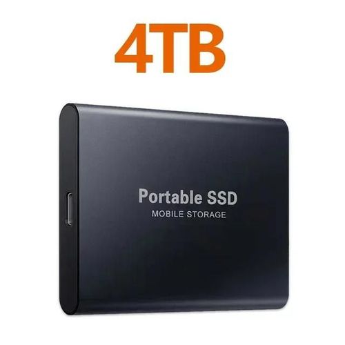 Disque dur externe SSD portable haute vitesse, disque dur petde type C, disque à semi-conducteurs de masse 4 To, USB 3.1, ordinateur portable, PC, discrétionnaire--Noir 4TB