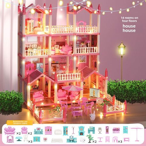 Maison De Princesse Pour Enfants Jouet De Villa Palatiale Pour Filles Poupée Maison À Montediy Ville De 14 Pièces En Boîte Cadeau 462-14