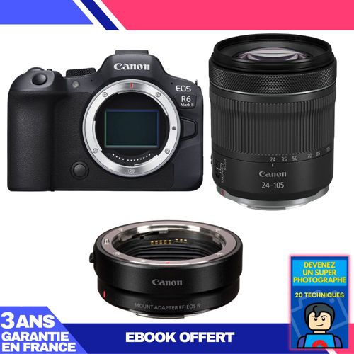 Boitier Canon EOS R6 Mark II + RF 24-105mm f/4-7.1 IS STM + EF-EOS R + Ebook 'Devenez Un Super Photographe'