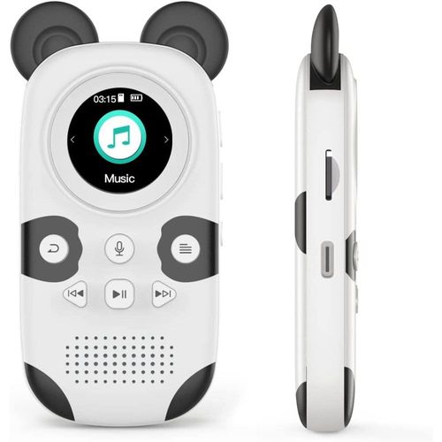 Lecteur MP3 pour enfants, mignon panda lecteur de musique portable MP3, lecteur MP3 pour enfants, radio FM, enregistreur, réveil, chronomètre, podomètre, jusqu'à 128 Go