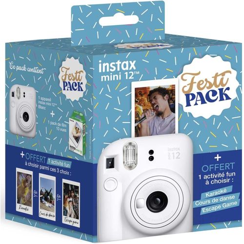 Appareil photo Instax Mini 12 Festi Pack blanc