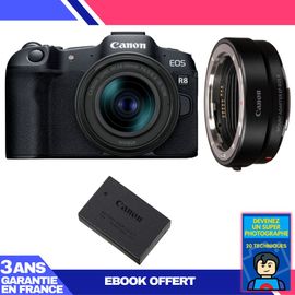 Boitier Canon EOS R8 + RF 24-50mm IS STM + EF-EOS R + 1 Canon LP-E17 + Ebook 'Devenez Un Super Photographe'