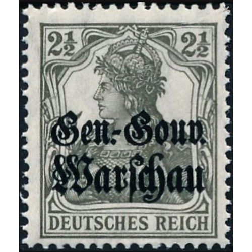Pologne, Occupation Allemande 1916, Beau Timbre Neuf* Yvert 6, Type Germania Surchargé 'Gen-Gouv. Warschau' - 2½ Pfg Gris.