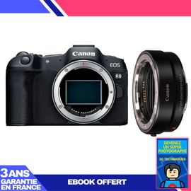 Boitier Canon EOS R8 + EF-EOS R + Ebook 'Devenez Un Super Photographe'