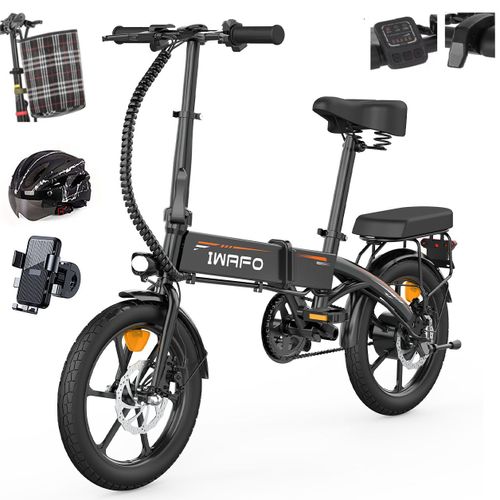 Velo Electrique Femme / Velo Electrique Homme Iwafo Ie1 250w 36v 7.5ah Roues 16" Vélo Électrique Velo Pliant Velo Électrique Cadeau