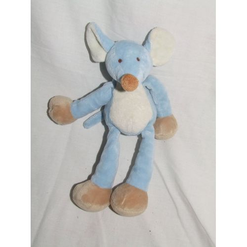 Souris Bleu Marron Beige Nicotoy 24 Cm