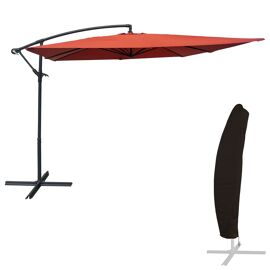 Parasol Déporté Molokai Carré 2,7x2,7m Terracotta + Housse