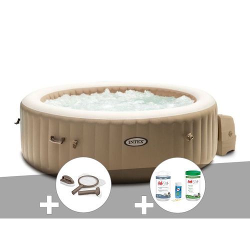 Kit spa gonflable Intex PureSpa Sahara rond Bulles 4 places + Kit d'entretien + Kit traitement brome