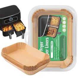 Papier Sulfurisé Pour Friteuses À Air, 100 Pièces 20 X 14 Cm Jetable Antiadhésive Sans Huile Papier Cuisson Air Fryer