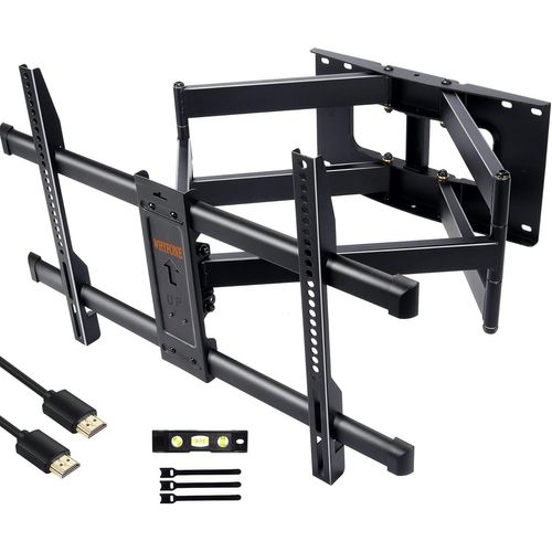 Support Mural TV pour Télévision Plat et Incurvé LCD LED 50-90 Pouces, Support TV Mural Orientable et Inclinable avec 765mm Bras Doubles, Solides et Robustes Max VESA 600x400mm jusqu'à 75KG