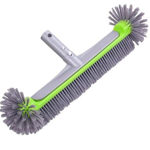 Balai Brosse Piscine Liner 17,5″ -AQSACOKIYA - Tête Détachable avec Poils Robustes Poignée en Aluminium EZ Clip, Perche télescopique Non
