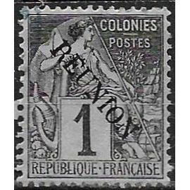 La Réunion, Colonie Française 1891, Beau Timbre Classique Yvert 17, Type Alphée Dubois Des Colonies Générales, 1c. Noir Sur Azuré, Surchargé "Réunion", Oblitéré, Tbe.
