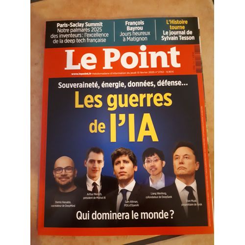 Le Point 2742 Les Guerres De L'Ia Qui Dominera Le Monde ? François Bayrou Jours Heureux À Matignon...