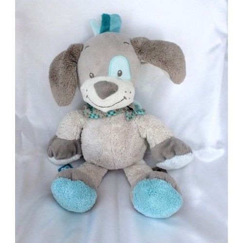 Doudou Peluche Musical Cyril Chien Gaston Et Cyril Bleu Turquoise Gris Nattou