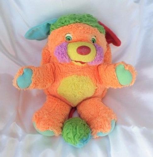 Peluche Doudou Popples Orange Rond Jaune Vintage Mattel 1986