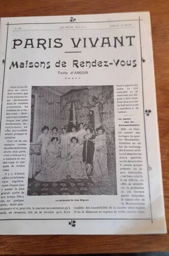 Paris Vivant. Maisons De Rendez-Vous. Texte D'Argus.