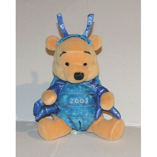 Doudou Winnie Scarabée Insecte Bleu Millennium Bug Pooh Peluche Disney 2003